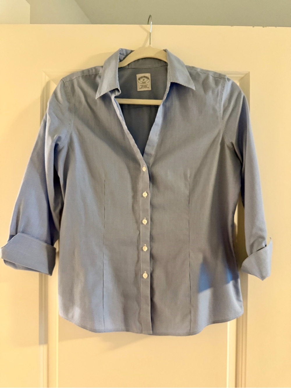 Brooks Brothers Light Blue Micro-Dot Button Front Blouse